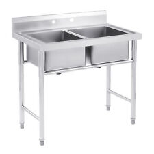 Commercial Utility Stainless Steel Sink Freestanding Kitchen Sink 2 Compartment picture