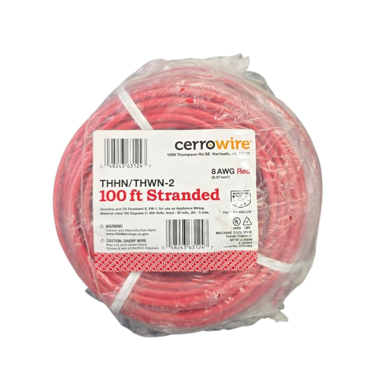 Cerrowire 100ft 8 Gauge Red Stranded Copper THHN Wire Cerrowire 100ft 8 Gauge Red Stranded Copper THHN Wire