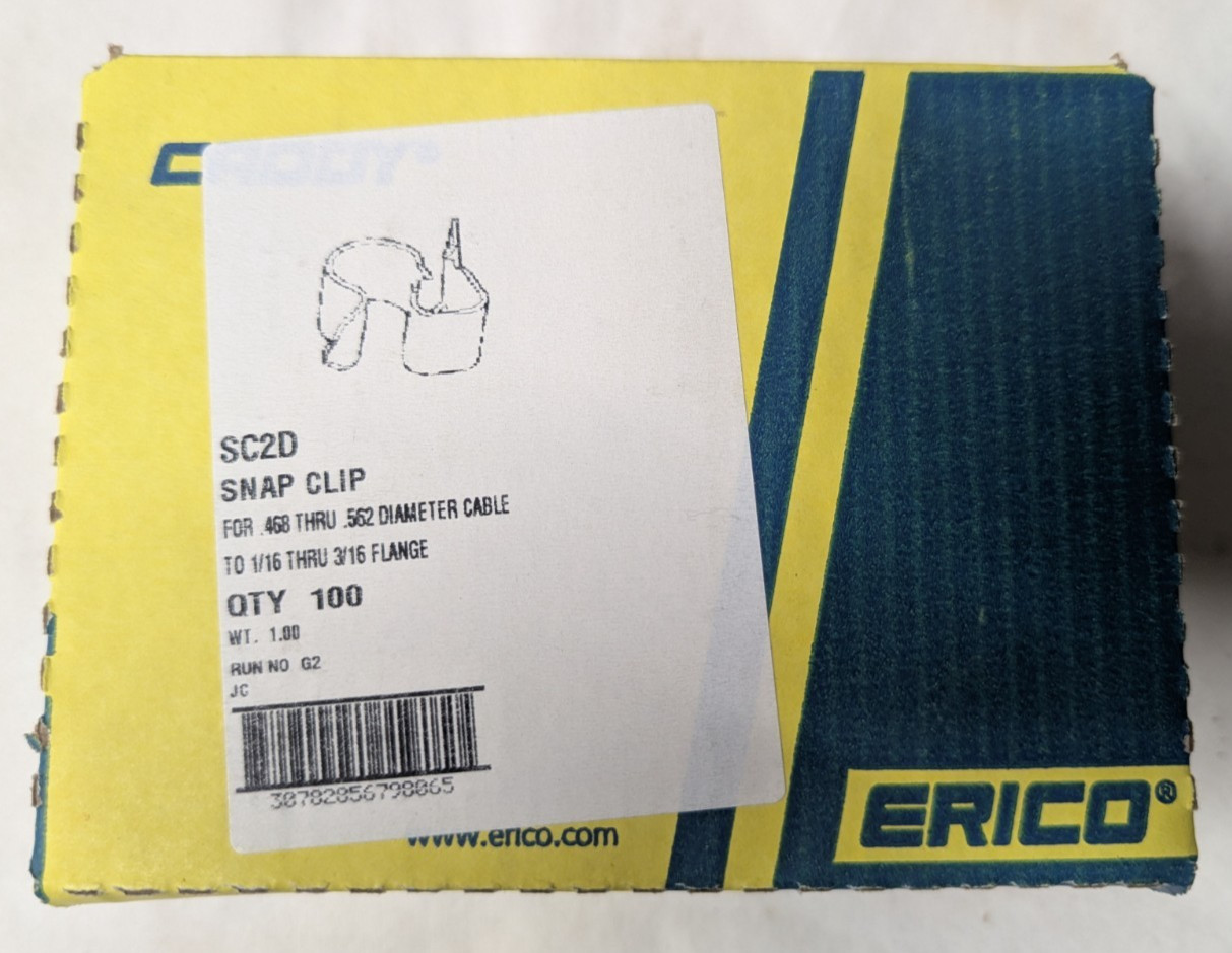 Box of 100 Erico SC2D Snap Clip (100pcs) - New in Box Box of 100 Erico SC2D Snap Clip (100pcs) - New in Box