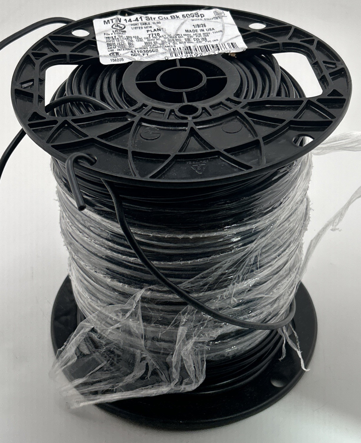 500' of Southwire 14AWG, 41 Strand Black Machine Tool Wire MTW 14-41 Str Cu Bk 500' of Southwire 14AWG, 41 Strand Black Machine Tool Wire MTW 14-41 Str Cu Bk
