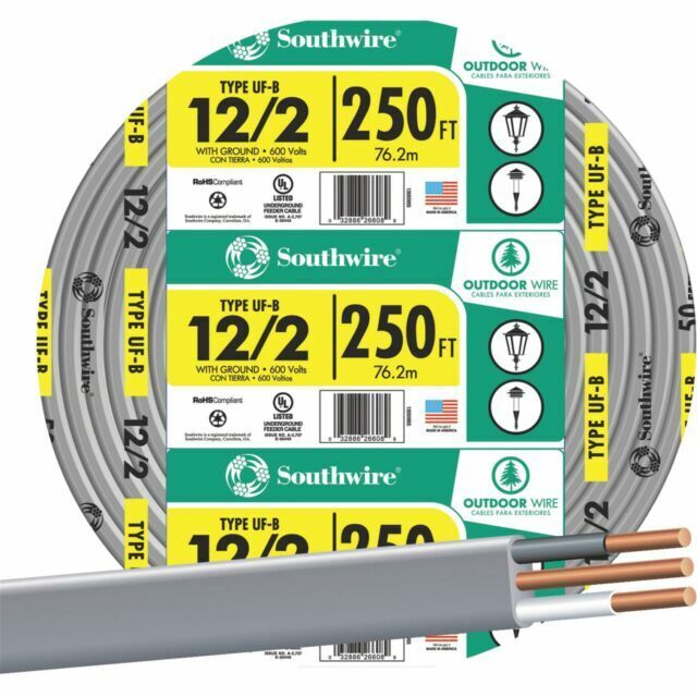 Southwire 13055955 12/2 AWG 250 ft. UF-B Underground Feeder Cable