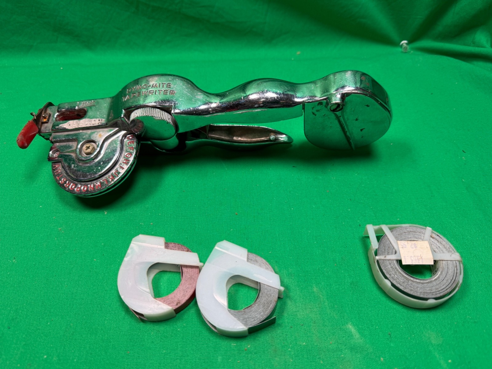 Vintage Dymo-Mite Tapewriter Metal Label Maker Embosser Chrome see picture #2 Vintage Dymo-Mite Tapewriter Metal Label Maker Embosser Chrome see picture #2