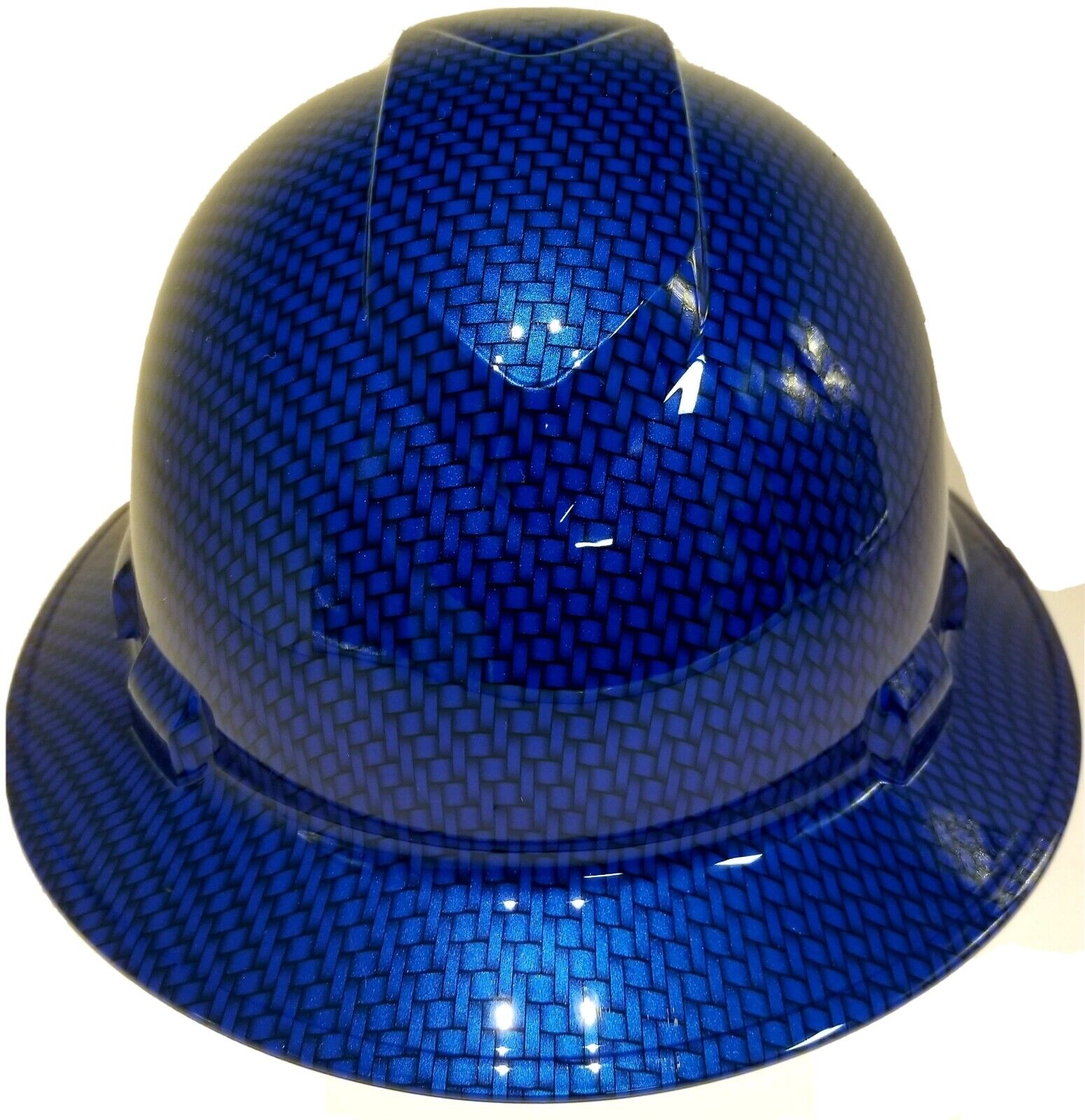 NEW FULL BRIM Hard Hat custom hydro dipped ELECTRIC BLUE BIG WEAVE CARBON FIBER 