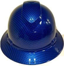 NEW FULL BRIM Hard Hat custom hydro dipped ELECTRIC BLUE BIG WEAVE CARBON FIBER  picture