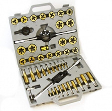 PRO-GRADE 45PC LARGE-DIAMETER TITANIUM SAE STANDARD TAP & DIE THREADING TOOL SET picture