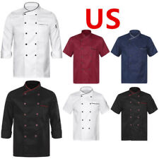 US Unisex Short Sleeve Chef Jacket with Kitchen Coat Restaurant Cooker Outfits picture
