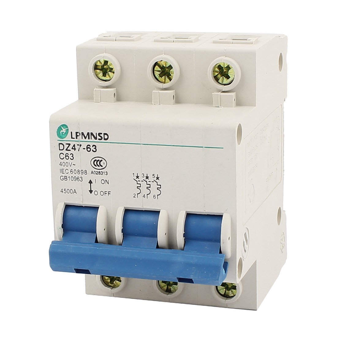 DZ47-63 C63 AC400V 63A 3Pole Overload Protection Miniature Circuit Breaker DZ47-63 C63 AC400V 63A 3Pole Overload Protection Miniature Circuit Breaker