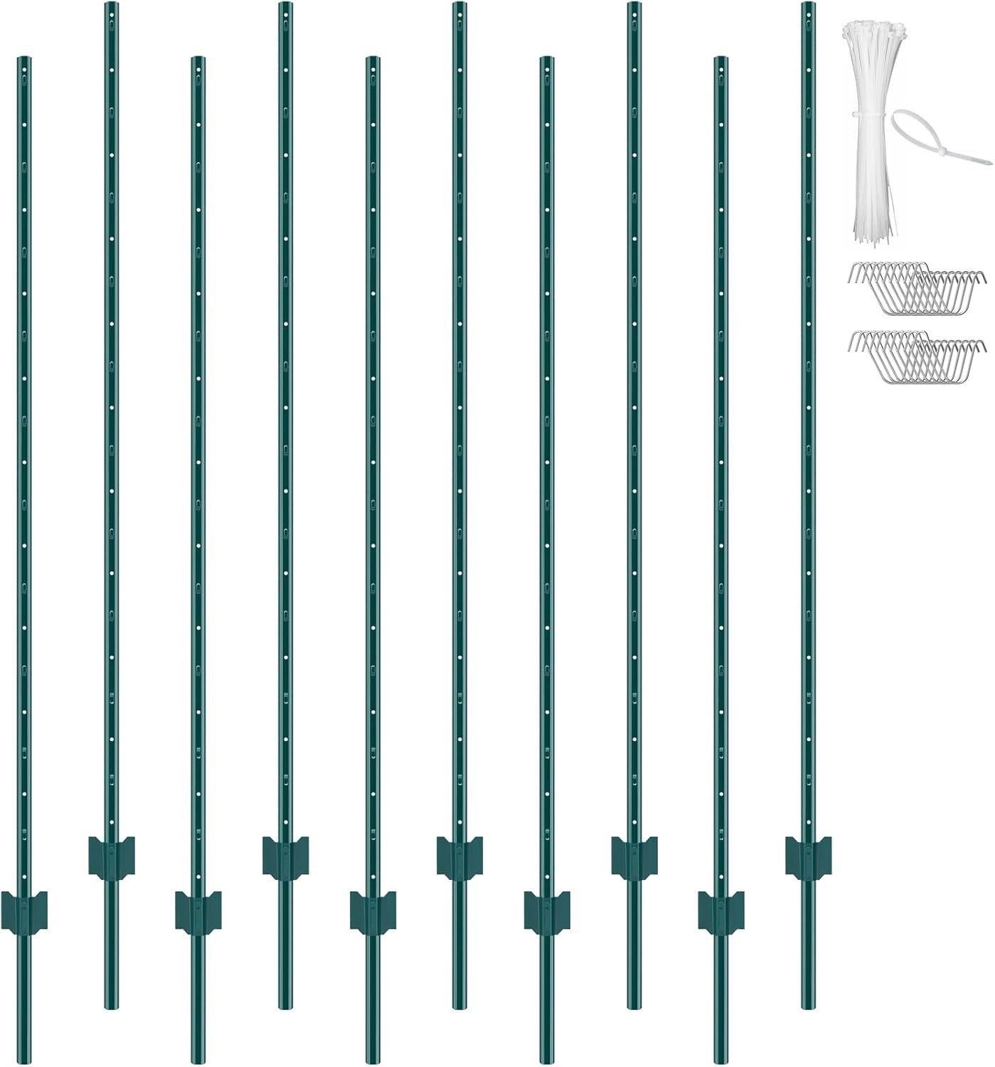 Versatile 10-Pack 6 Feet Fence Posts with Installation Accessories - Heavy Duty Versatile 10-Pack 6 Feet Fence Posts with Installation Accessories - Heavy Duty