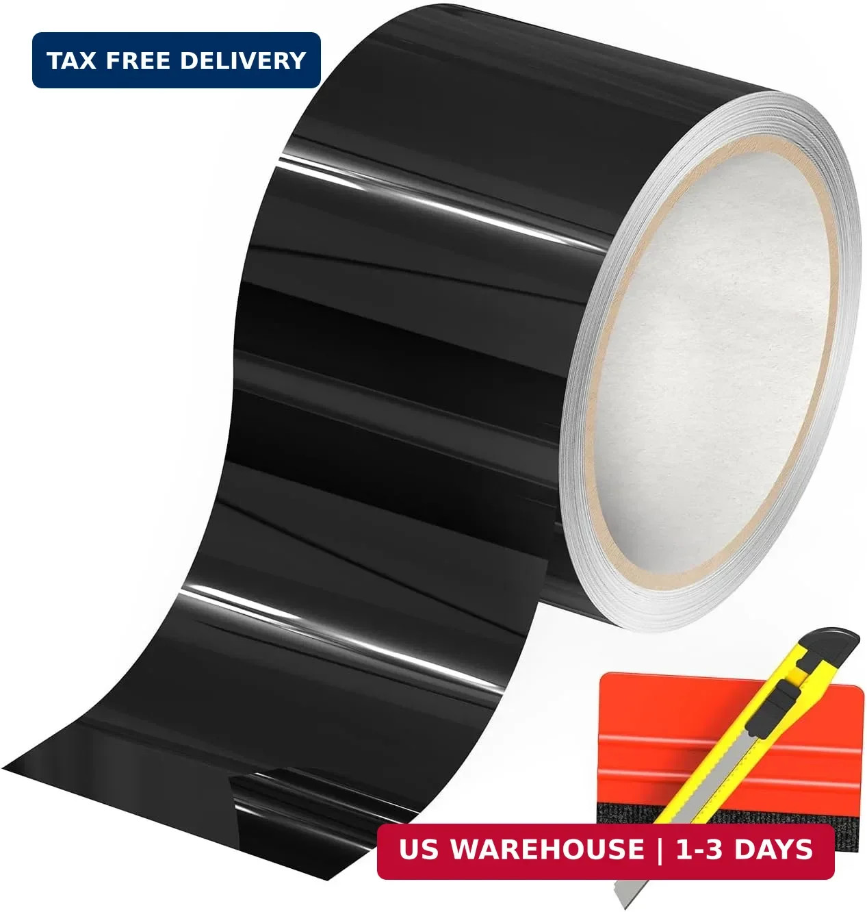 3 inchs x 30 feet Gloss Black Chrome Delete Vinyl Wrap Kit 3 inchs x 30 feet Gloss Black Chrome Delete Vinyl Wrap Kit