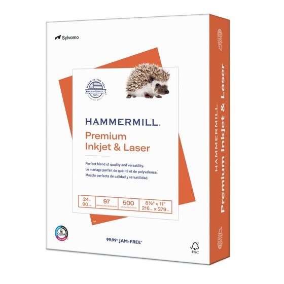 Hammermill Printer Paper, Premium Inkjet & Laser Paper 24 Lb, 8.5 x 11 - 1 Ream Hammermill Printer Paper, Premium Inkjet & Laser Paper 24 Lb, 8.5 x 11 - 1 Ream