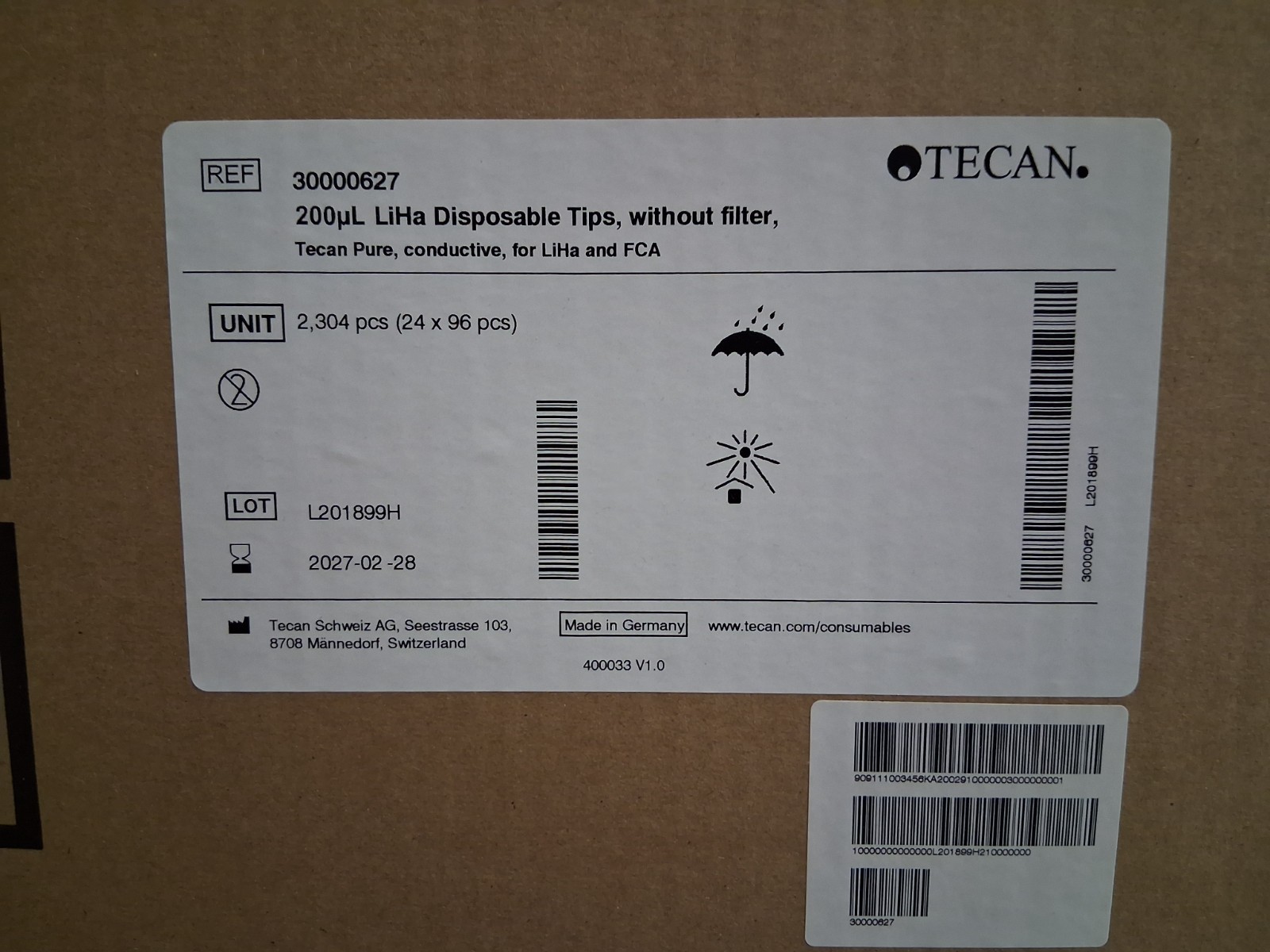 Tecan 30000627 200µL LiHa/FCA Conductive Tips Non-Filtered PURE 24x96 (2304) NEW