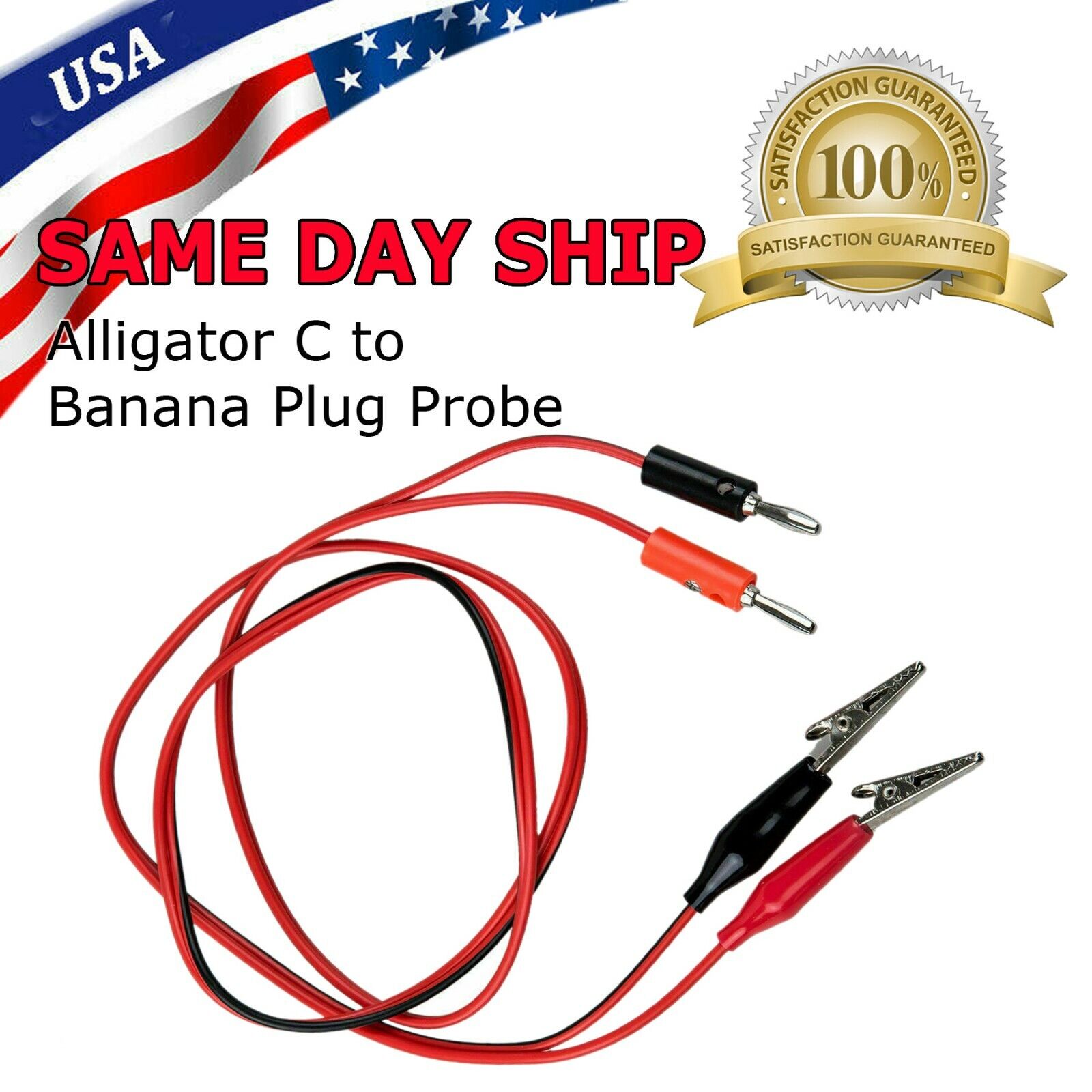 New 3FT Alligator Probe Test Lead Clip to Banana Plug Probe Cable for Multimeter
