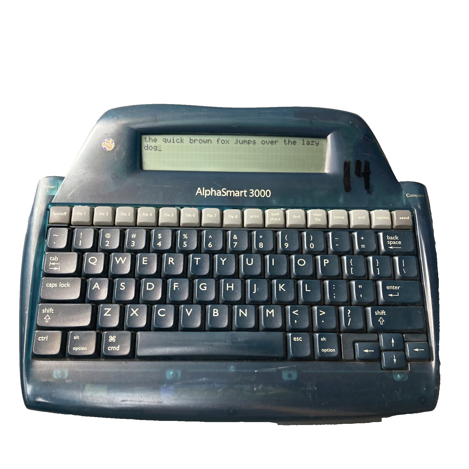 AlphaSmart 3000 Portable Digital Word Processor Works Blue Transparent Y2K AlphaSmart 3000 Portable Digital Word Processor Works Blue Transparent Y2K