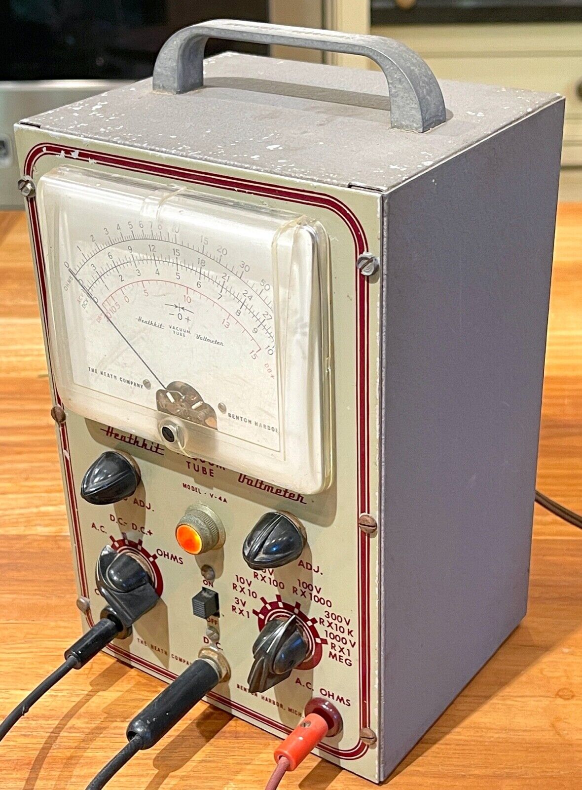 Vintage Heathkit V-4A VTVM in working condition with probes