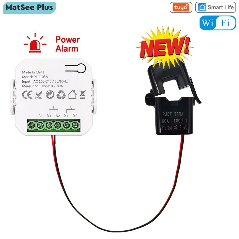 Tuya WIFI Smart Energy Meter AC100-240V CT Clamp App Control 80A Power Monitor E Tuya WIFI Smart Energy Meter AC100-240V CT Clamp App Control 80A Power Monitor E