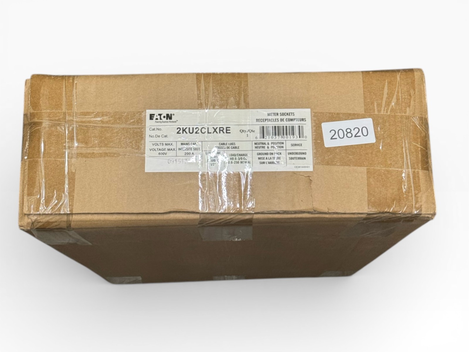 Eaton | 2KU2CLXRE | 2-Gang Meter Base | 200A | 120/240V | Right Entry | UG 1/2 Eaton | 2KU2CLXRE | 2-Gang Meter Base | 200A | 120/240V | Right Entry | UG 1/2