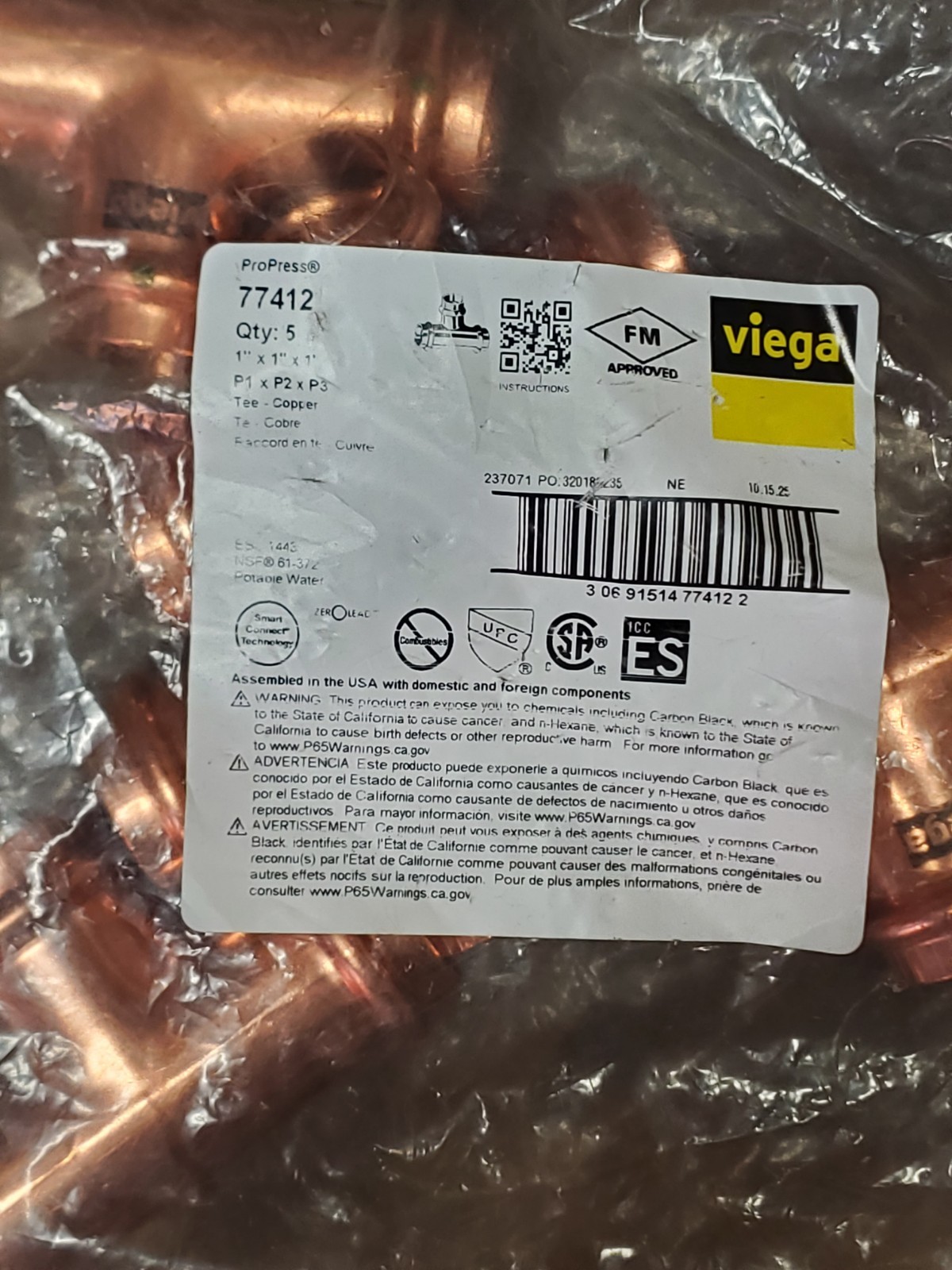 Viega 77412 ProPress Copper Tee 1 Viega 77412 ProPress Copper Tee 1