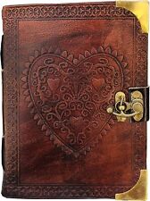 Handmade Heart Embossed Locked Leather Bound Journal Gift for Girls Notepad  picture