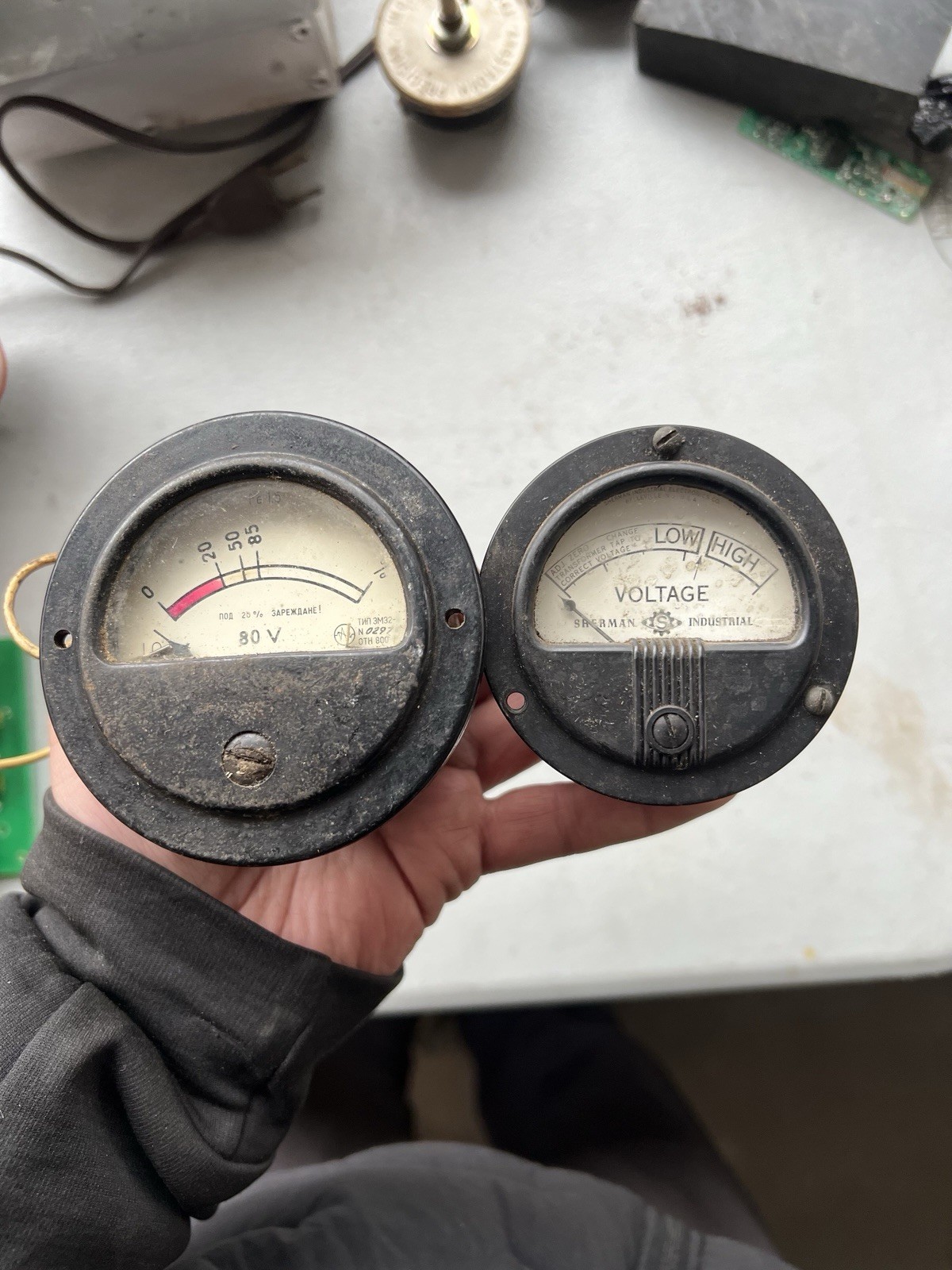 Soviet Meter Vintage Industrial Panel Meter Lot Soviet 80V Gauge Sherman Voltage ...