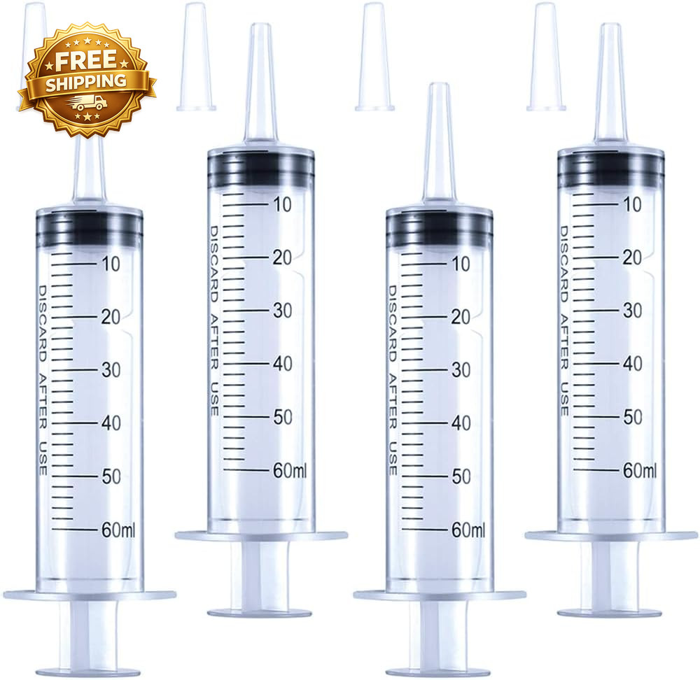 4 Pack 60Ml Large Syringe for Liquid with Tip Ca  Plastic Liquid Syringes