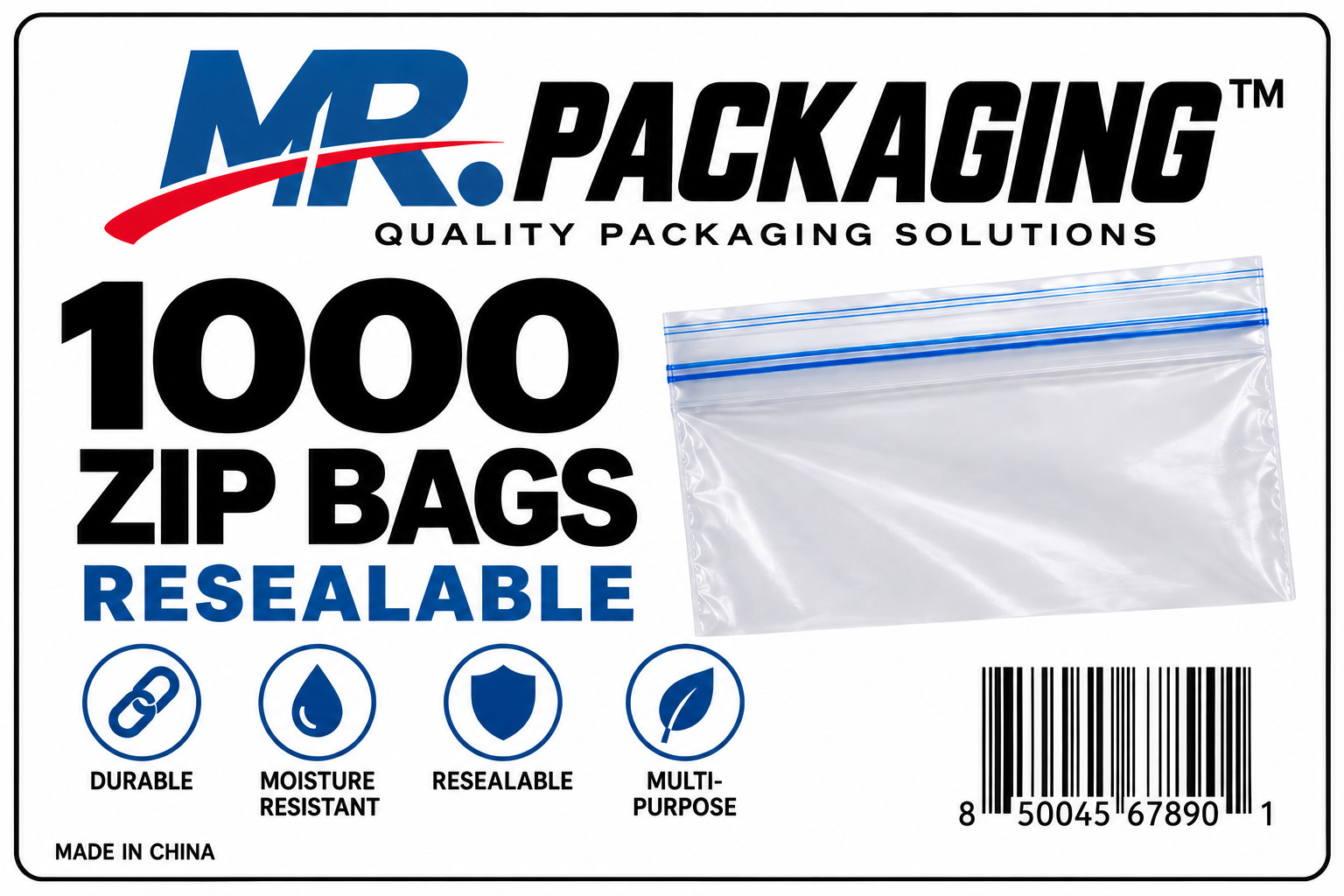 1000 Clear Resealable Zip Bags 4x6 2 Mil Plastic Bags MR. PACKAGING TM 1000 Clear Resealable Zip Bags 4x6 2 Mil Plastic Bags MR. PACKAGING TM
