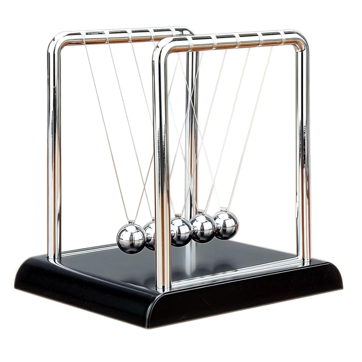 Large Newtons Cradle Balance Pendulum 5 Balls, Wooden Base Newton\'S Cradle, Desk Large Newtons Cradle Balance Pendulum 5 Balls, Wooden Base Newton\'S Cradle, Desk