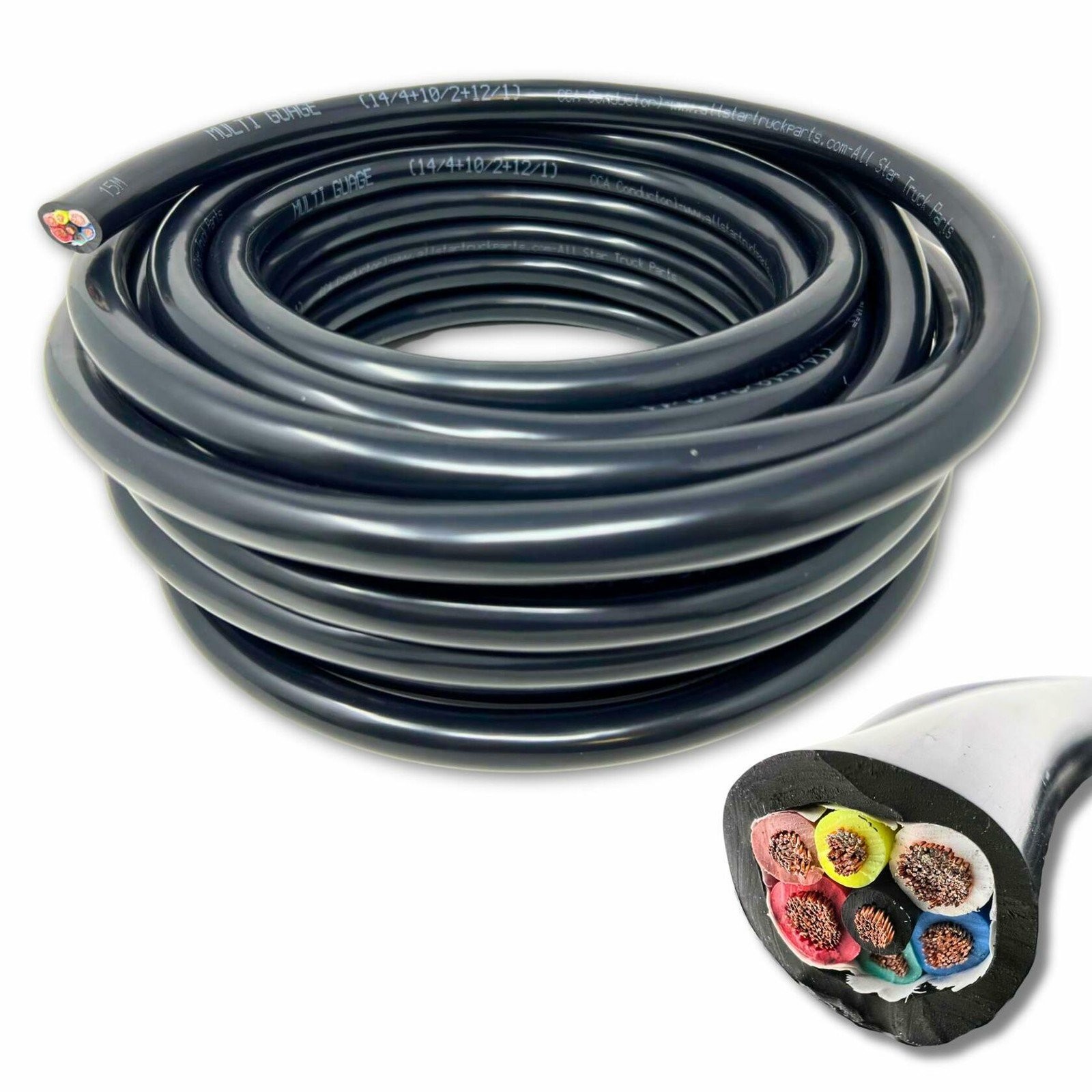 Heavy Duty 14/12/10 AWG Multi Gauge 7 Way CCA Conductor Wire