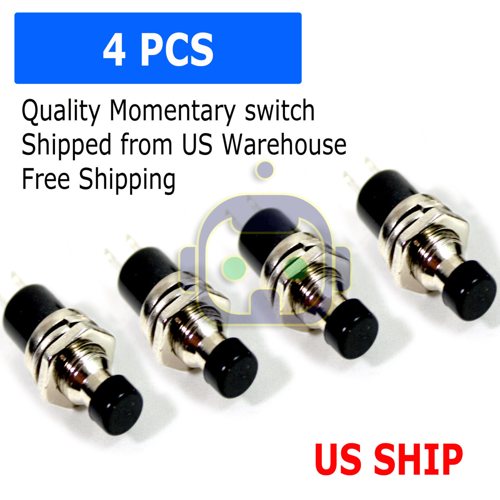 4 Pack SPST Normally Open Momentary Push Button Switch Black