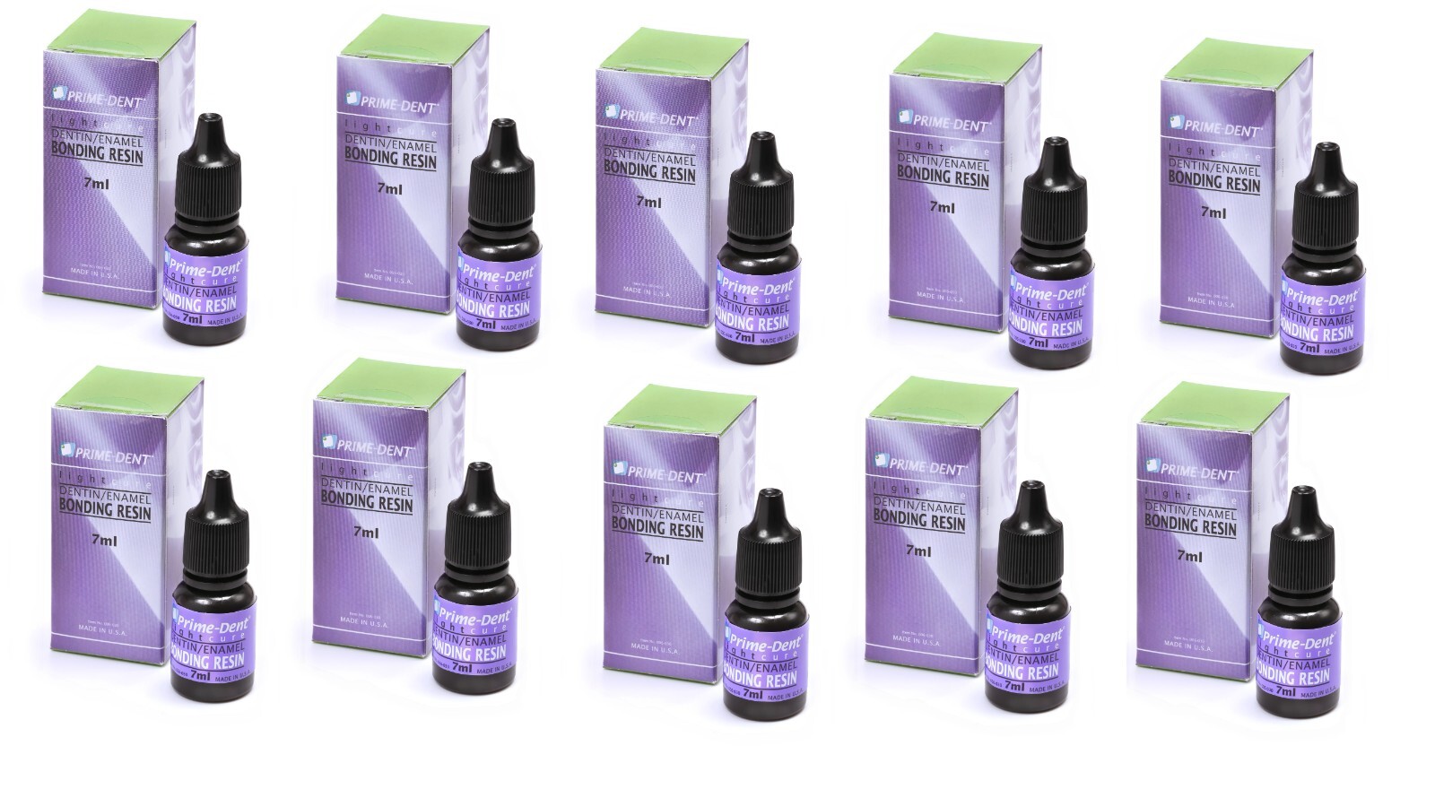 (SET OF 10) Prime-Dent Light Cure Dentin/Enamel Bonding Adhesive Resin 7mL