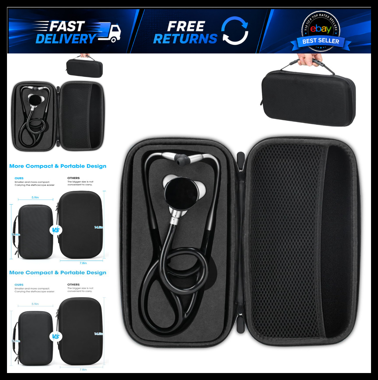 Hard Stethoscope Case for Eko CORE 500 Digital Stethoscope, Lightweight & Hard Stethoscope Case for Eko CORE 500 Digital Stethoscope, Lightweight &