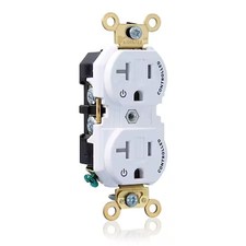 Leviton 5362-2Pw Plugsandrcptcls, 20A, 125Vac, Wht, Nylon, Pk1 picture