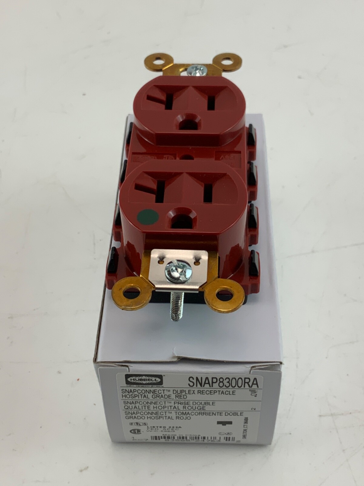 New Hubbell SNAP8300RA 20amp 125v 3-Wire Red Duplex Receptacle New Hubbell SNAP8300RA 20amp 125v 3-Wire Red Duplex Receptacle