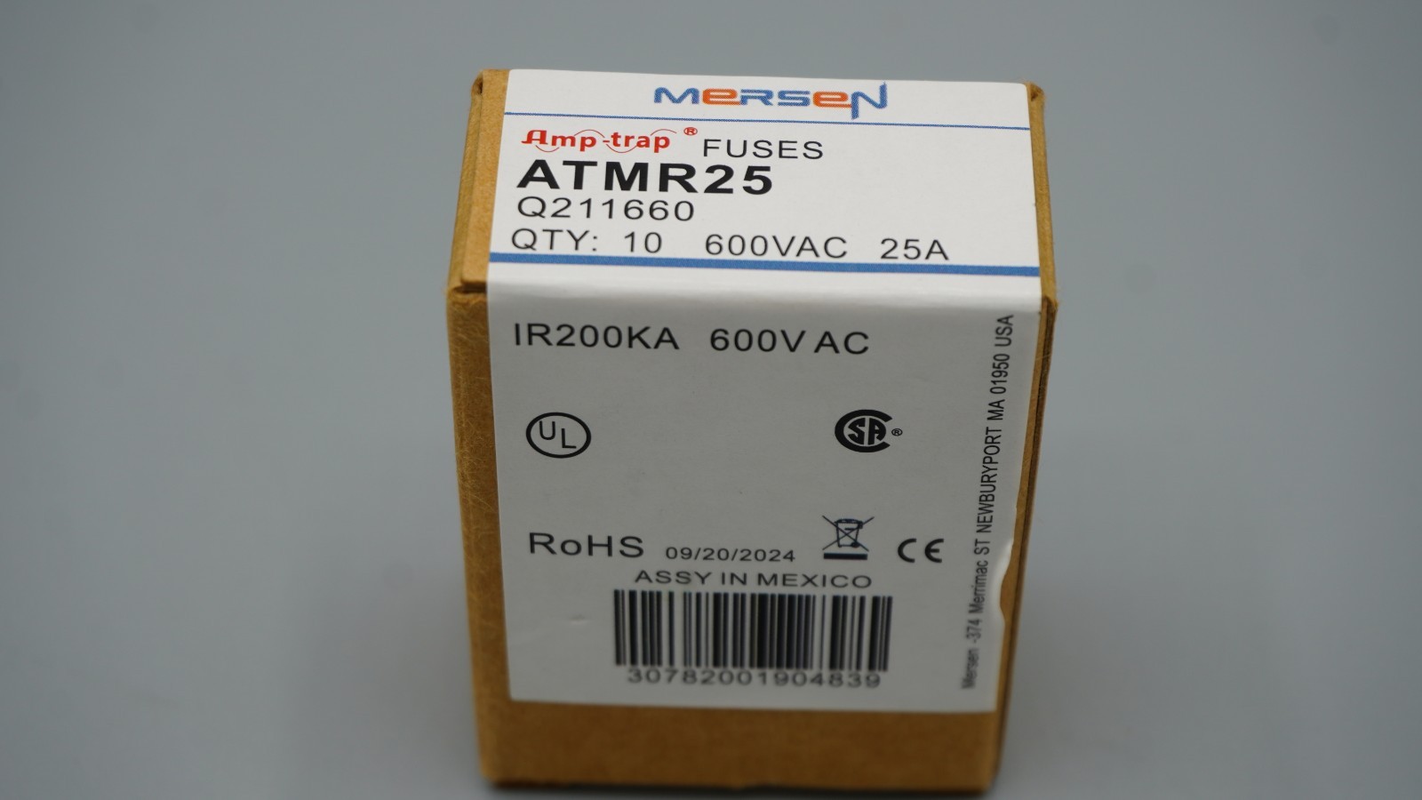 Pack of 10 Mersen ATMR2 2A 600Vac Fuse Pack of 10 Mersen ATMR2 2A 600Vac Fuse