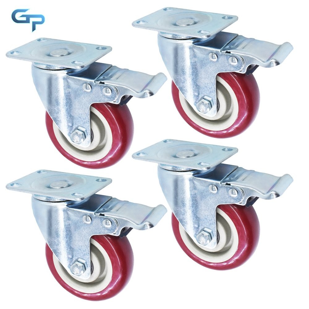 4 Pcs 4 Inch Caster Wheels Locking Casters With Brake Swivel Plate Castors 4 Pcs 4 Inch Caster Wheels Locking Casters With Brake Swivel Plate Castors