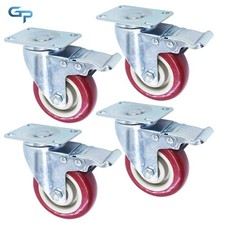 4 Pcs 4 Inch Caster Wheels Locking Casters With Brake Swivel Plate Castors picture