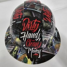 full brim hard hat custom hydro dipped IN DIRTY HANDS CLEAN MONEY NEW picture