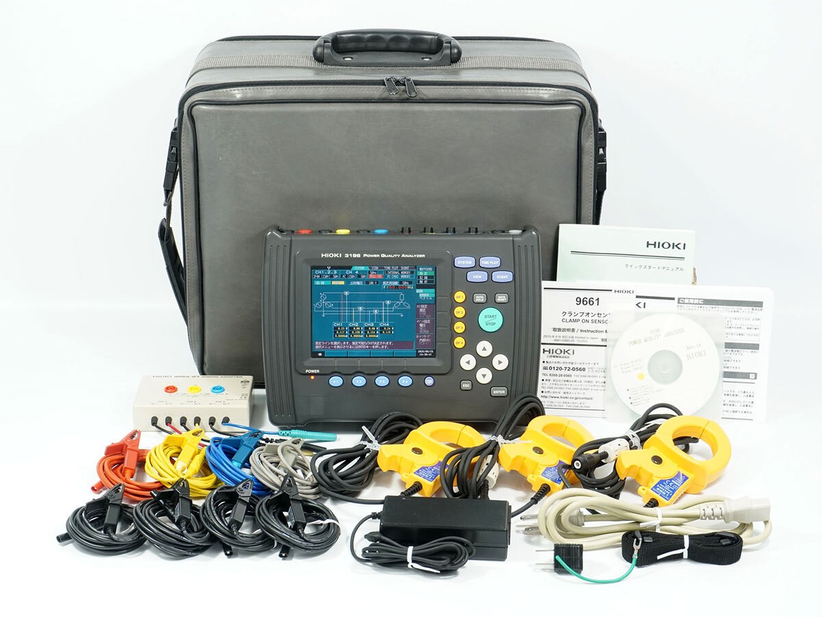 HIOKI 3196 Power Quality Analyzer w 9661 Clamp Sensor x3 Case Japan HIOKI 3196 Power Quality Analyzer w 9661 Clamp Sensor x3 Case Japan