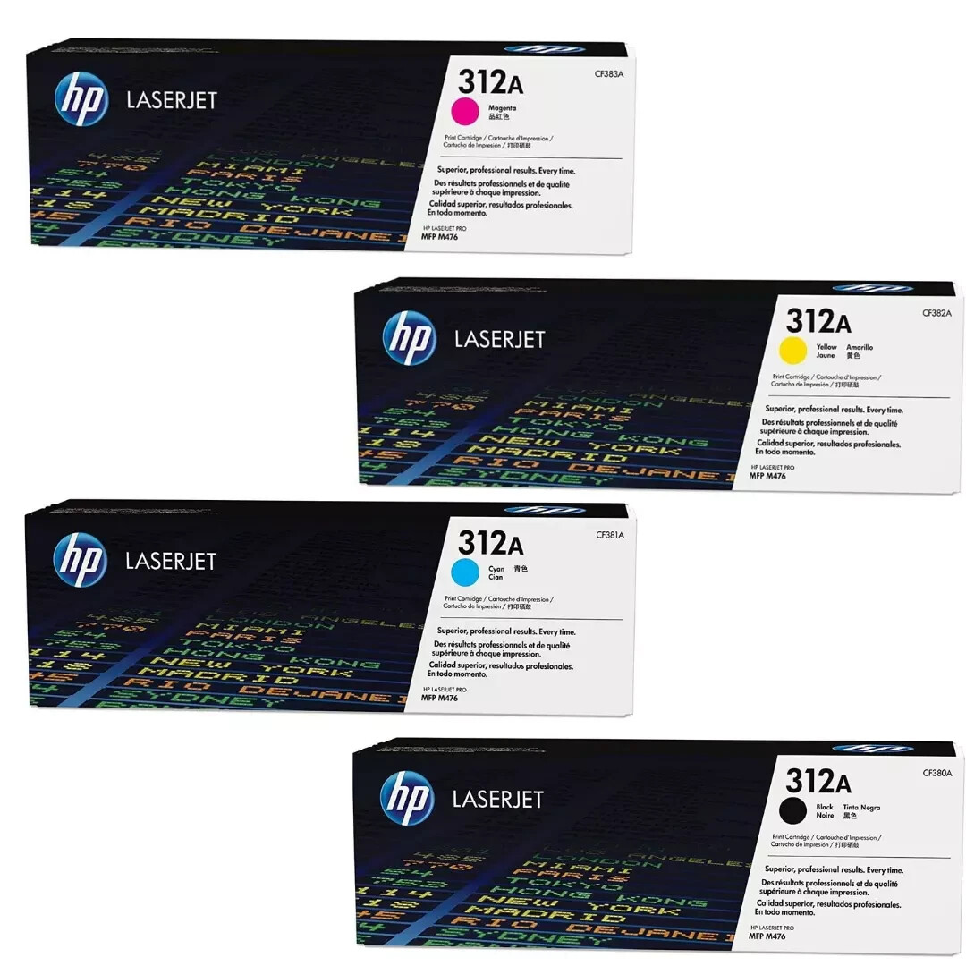 HP 312A 4-Color Toner Set (Black/Cyan/Magenta/Yellow) – OEM – Fast US Shipping