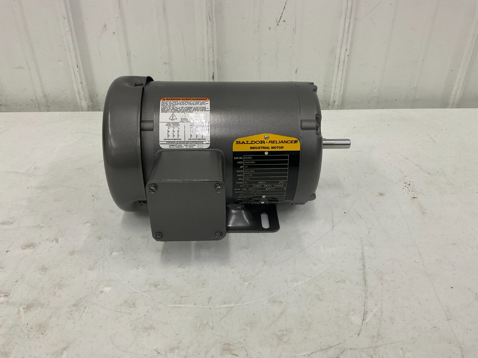 BALDOR ELECTRIC General Purpose Motor M3452 59VY20 BALDOR ELECTRIC General Purpose Motor M3452 59VY20