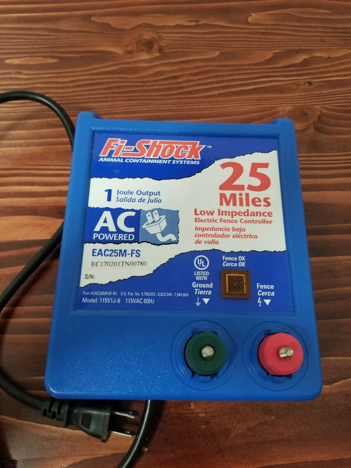 Fi-Shock 25 mile Fence Charger EAC25M-FS Fuseless Low Impedance AC Powered...