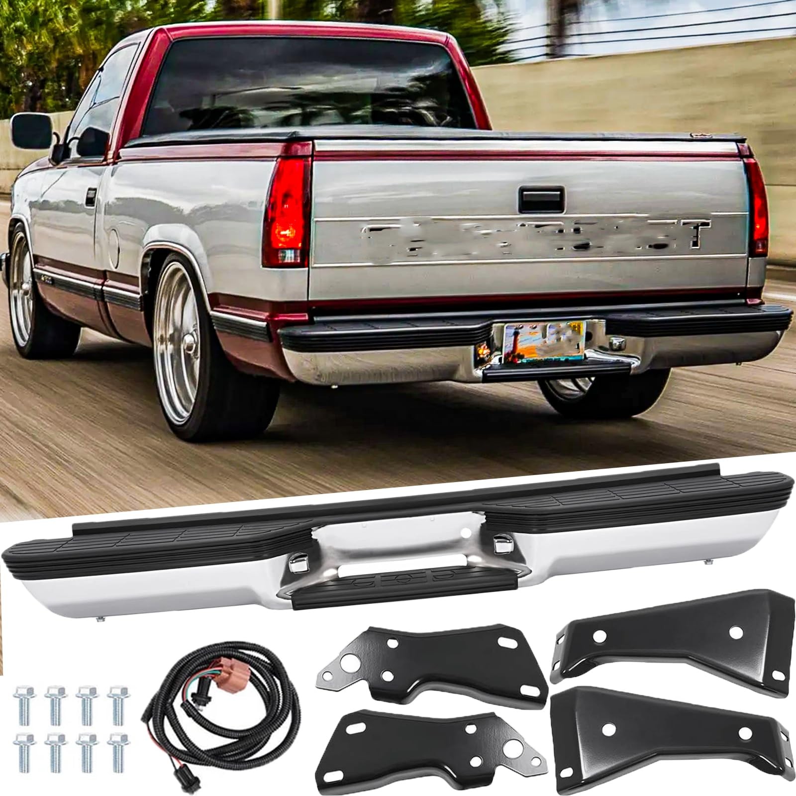 Rear Step Bumper Chrome for Chevy Silverado GMC Suburban 1988 2000 GM1101109