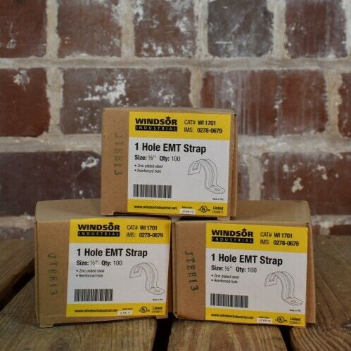 Box of 100 Windsor 1 Hole EMT Strap 1/2\ Box of 100 Windsor 1 Hole EMT Strap 1/2\