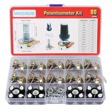 80 Pcs Potentiometer Kit With Knobs B1K 2K 5K 10K 20K 50K 100K 250K 500K 1M Ohm picture