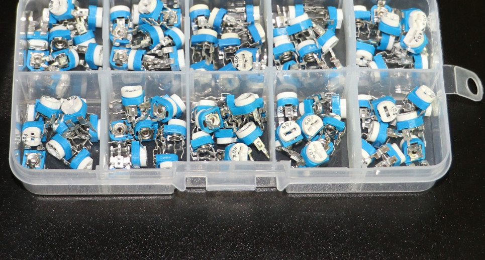 100PCS RM065 Horizontal Pot - 10 Value Carbon Film Trimpot Kit