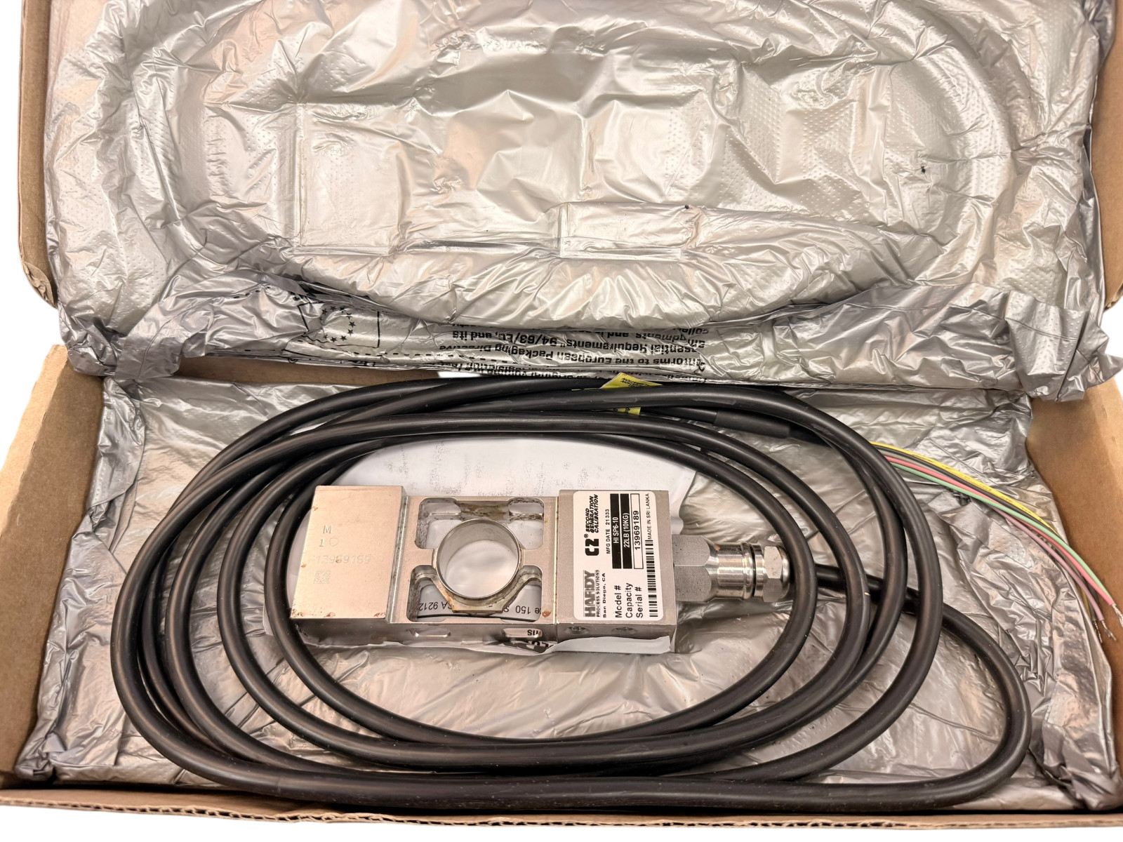 Hardy HI SP6-10 Load Cell Sensor 22lb 10kg w/ Cable Industrial Scale Transducer