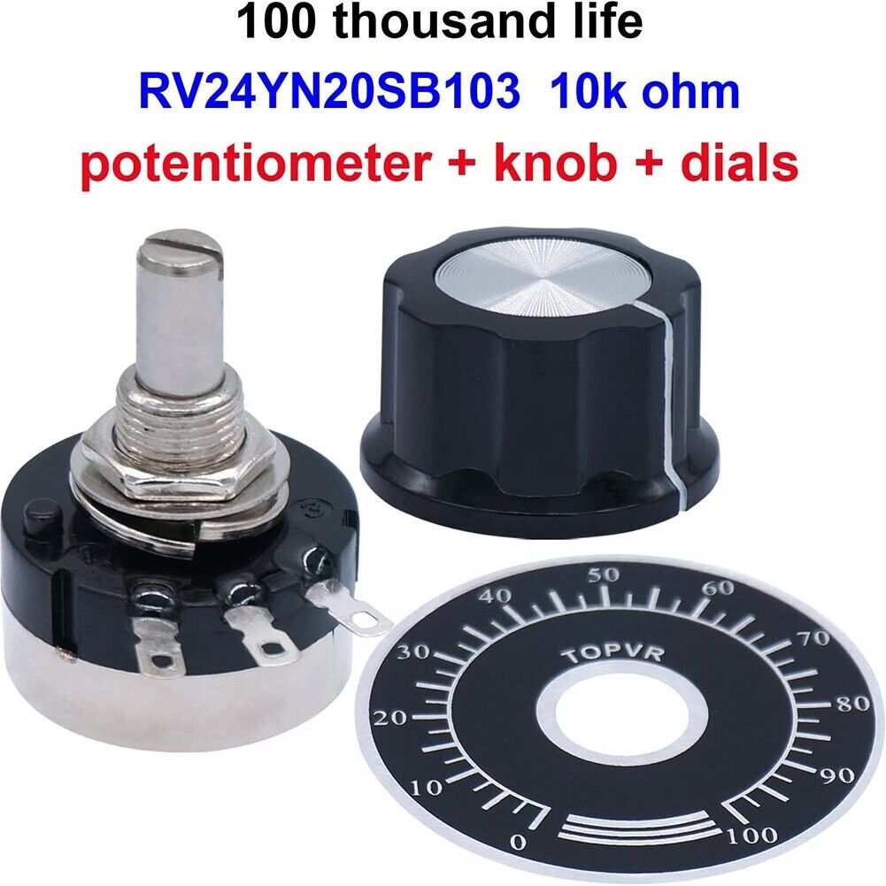Carbon Potentiometer-Rotary Taper With Diameter With Knob RV24YN 20S B103 10K Oh