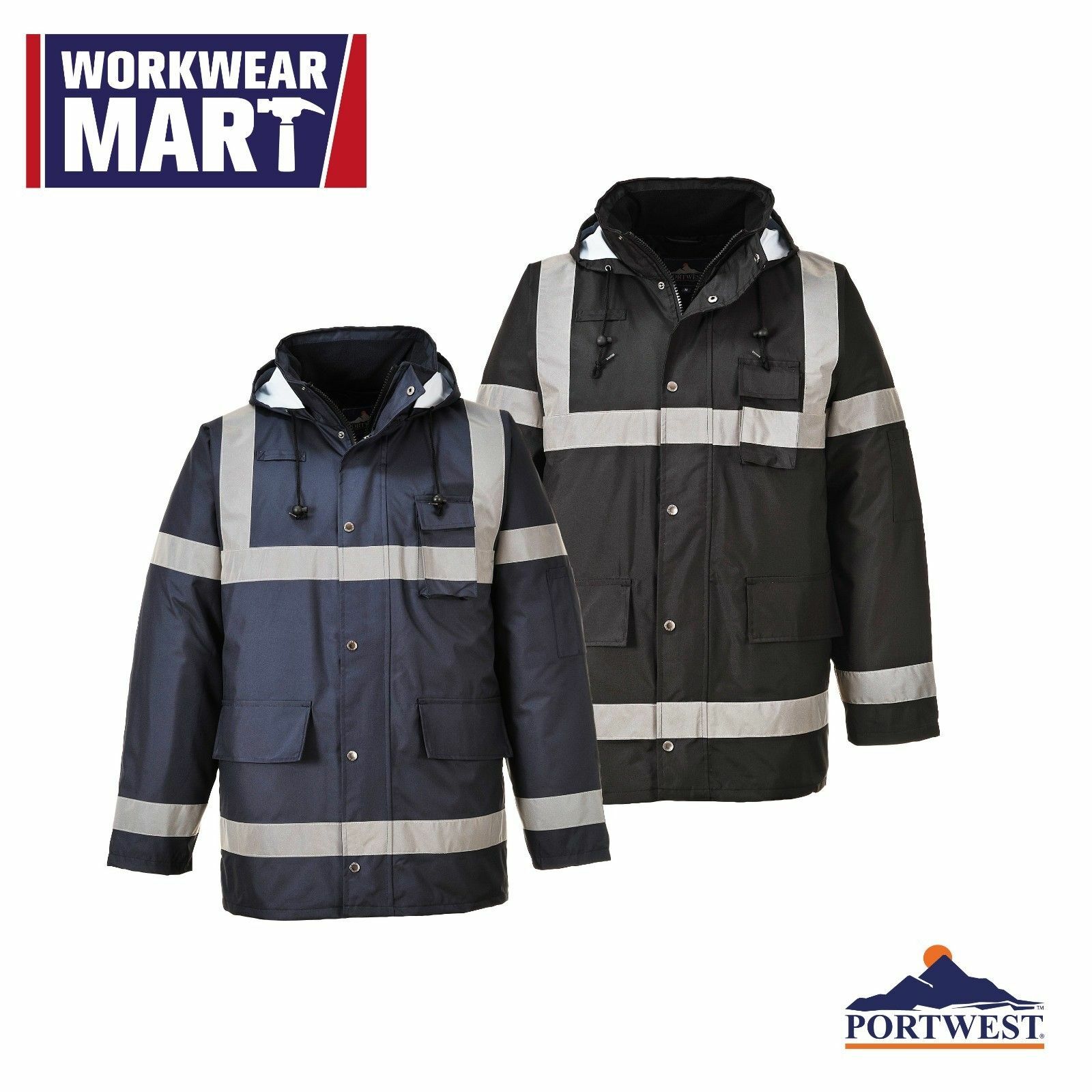 Portwest US433 Iona Lite Reflective Waterproof Quilt Lined Hooded Safety Jacket