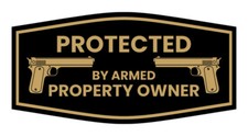 Fancy Protected By Armed Property Owner Wall or Door Sign picture