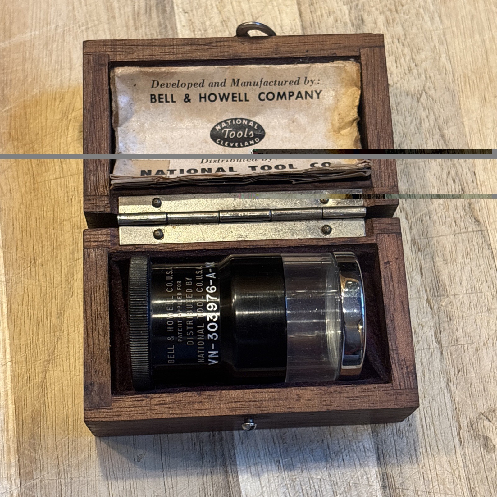 Vtg National Tool Co Pocket Comparator Optical Magnifier w/ Manual & Wood Case