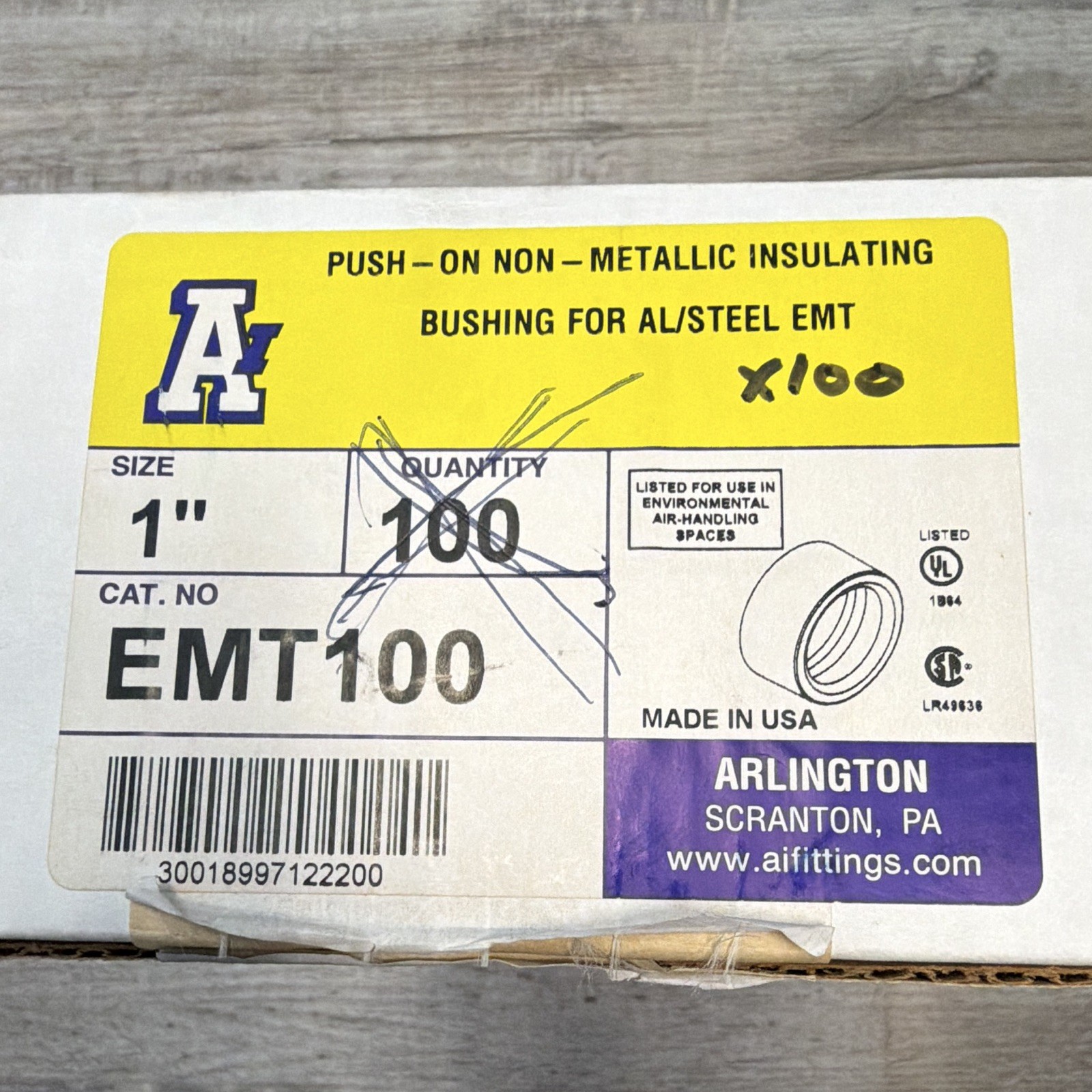 Arlington EMT100 1in Push-On Non-Metallic EMT Insulating Bushing White 100pk Arlington EMT100 1in Push-On Non-Metallic EMT Insulating Bushing White 100pk